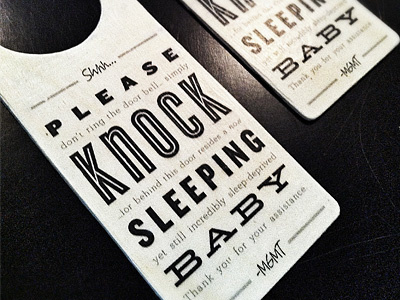 Please Knock Sleeping Baby. archer baby child cyclone door door hanger knockout sleep typography