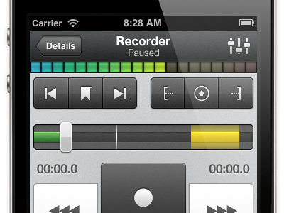 Extreme makeover of Dictamus berttimmermans black buttons dictamus gray indicator iphone recorder redesign timeline