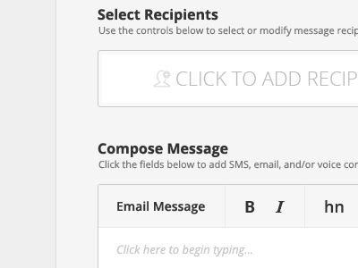 Mass Messaging UI form gray minimal open sans picons