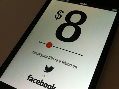 iOU app facebook iou money slider twitter