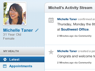 Profile View healthcare my health patient profile simple ui ux