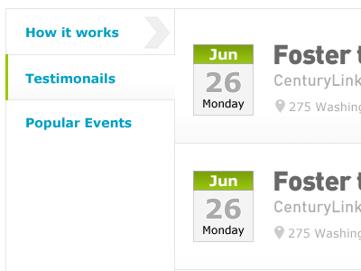 Slideshow with a vertical tabbed list as navigation. calendar date minimal simple slide show tabbler vertical white