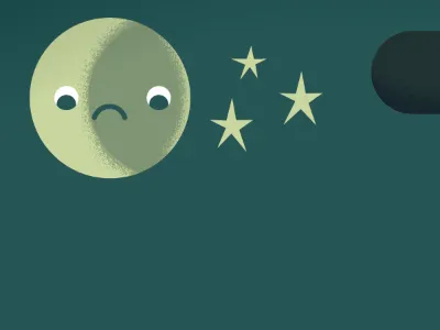 Worried Moon illustration moon sky stars