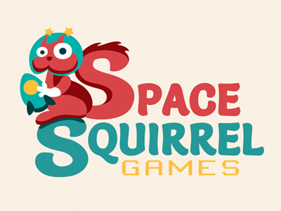 Space Squirrel company games logo rocket space squirrel studio