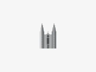 Akureyrarkirkja building church gray house iceland illustration vector