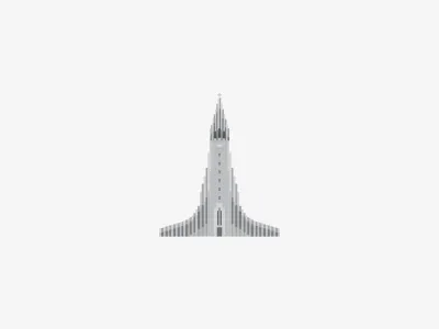 Hallgrímskirkja building church gray house iceland illustration vector