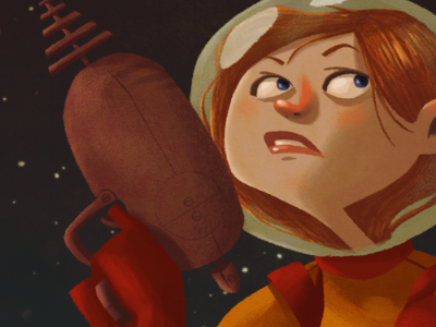 Rocket Girl character design digitial gallery work wip