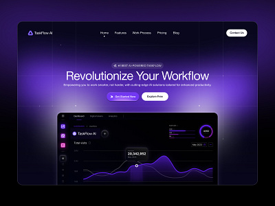 TaskFlow AI - AI-Powered Empowering Productivity ai ai taskflow ai technology ar b2b saas product design saas design startup task management trendy ui ui ux ui ux design website