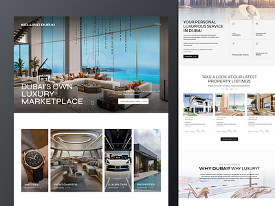 Selling Dubai - Web Ecommerce Design 3d animation branding cars design graphic design illustration logo luxuary minimal motion graphics property selling dubai typography uae marketplace ui ui design watches website website design