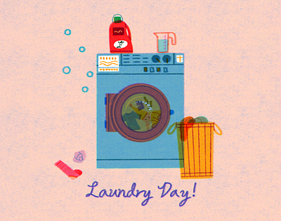 Laundry Day art artwork bubble bucket design detergent handwriting illust illustration ipad photoshop soap socks trash tweetyheather washingmachine water