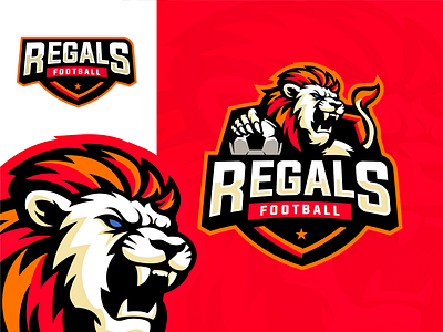 Regals Football Mascot Logo | Bold Lion Design for Sports Teams baseball basketball branding design esportslogo fantasy football football graphic design illustration illustrator logo mascot logo soccer sports logo tennis ui ux vector volleyball