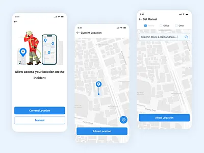 Location - Allow Location & Setup Location App Design allow location allow location screen ui design annachi supermarket clone ui app ui design case study clean app ui clean mobile ui design fire app design fire mobile app flat ui kit location app design location mobile app ui design location mobile screen design mobile app design ui ui design ux
