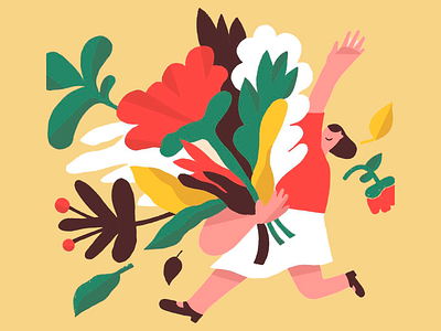 Run with flowers - Illustration art art design artist artwork colorful colorful design colors creative creative art creative design creativity design enthusiasm flowers happiness happy illustrated illustration insparation inspire