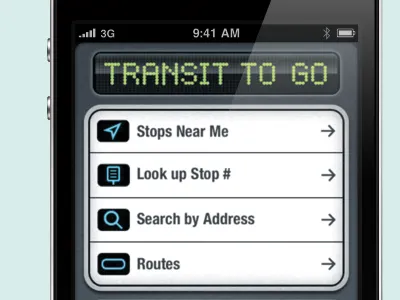 Transit To Go Interface app bus interactive interface iphone transit ui ux