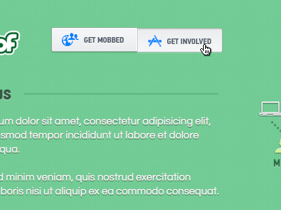Get Involved app button design gray green blue icon involve laptop participate tarful texture web design webdesign world