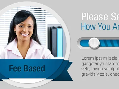 Options blue circular grey ribbons sliders ui web design website