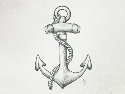 Anchor anchor and hand drawn illustration ink pen rope sketch texture