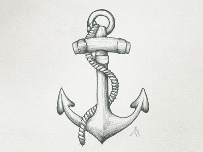 Anchor anchor and hand drawn illustration ink pen rope sketch texture