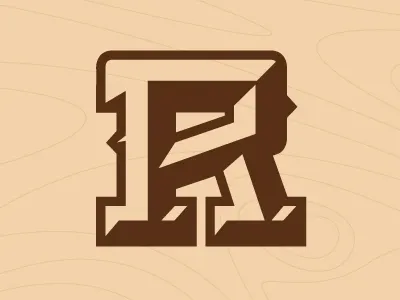 R brown letters logo r wood work