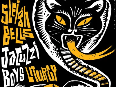 Brian1986 Kobra brian 1986 brian butler cat character cobra gig poster illustration jacuzzi boys liturgy mascot silkscreed sleigh bells snake