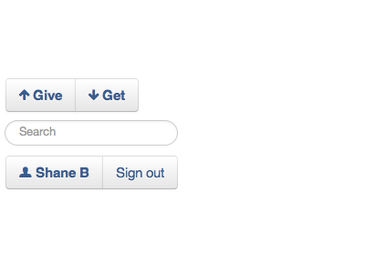 Yerdle - Nav Buttons bootstrap buttons get give grey nav search twitter white
