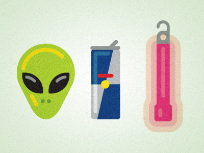 Rave alien can glow stick rave red bull