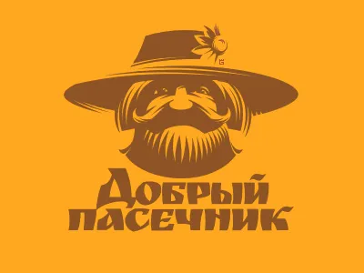 Logo Honey Bee WIP bees face flower honey illustration letterpress logo mustache typography vector