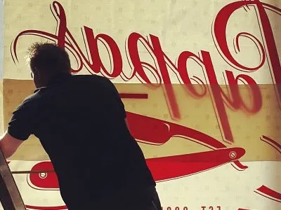 Placing Pappas Logo barbershop lettering logo typography