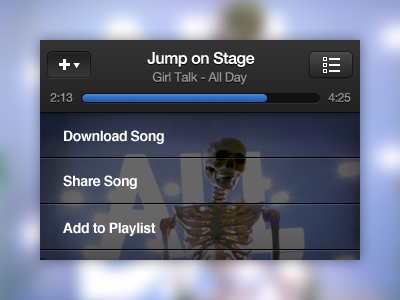 Extra actions on a song ios iphone mobile music player