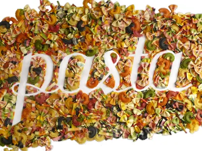 Pasta from Roma tactile typography