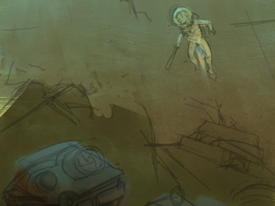 Lost Ball -- Revisited digital illustration painting photoshop robot robots