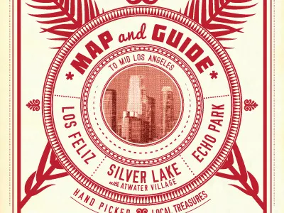 MapHawk 2012 - Mid Los Angles Map antique circle city cover art design echo park emblem frond guide los angeles los feliz map palm seal silver lake typography vintage