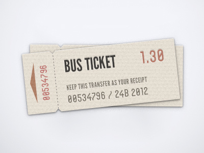 Ticket bus paper price texture ticket