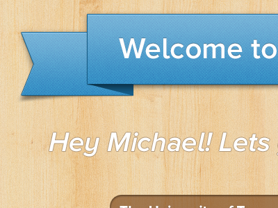 Welcome User! app blue drop shadow emboss engrave facebook ios noise pattern ribbon texture wood