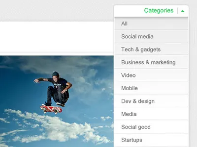 Dropdown dropdown green lighter menu minimalist onswipe tablet white