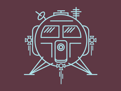 Lunar Lander Tim Boelaars Style illustration light blue lunar lander maroon moon simple space stroke tim boelaars two color