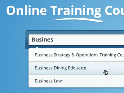 Opensesame Search auto complete blue dropdown gradient hover results search shadow