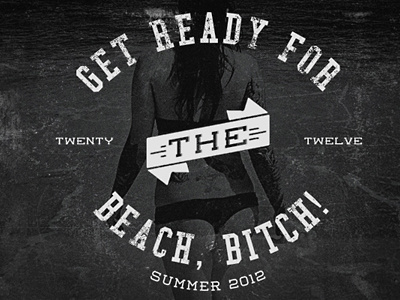 Get ready! badge banner beach bikini bw college font type girl logo retro tattoos vintage