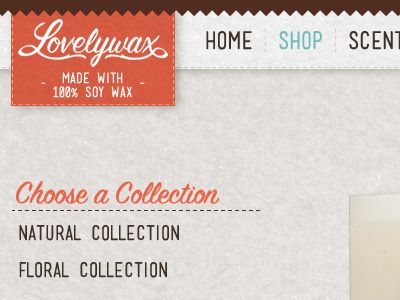 Lovelywax Header beige ecommerce off white orange retail texture ui