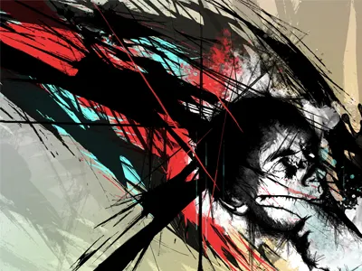 Head Rush digital drawn hand illustration self portrait