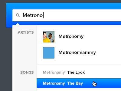 search results artist highlight input music search songs