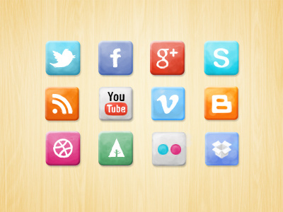 Social Media Icons blog dribbble dropbox facebook flickr forrst googleplus rssfeed skype twitter vimeo youtube