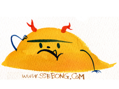 Golden monster character illustration ssebong watercolor