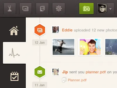 Activity activity button clean dashboard tab tabs time line timeline ui ux