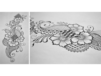 Floral Doodle 6 arabic drawing floral flowers free hand hand drawn henna ink intricate junoon designs mehndi pattern