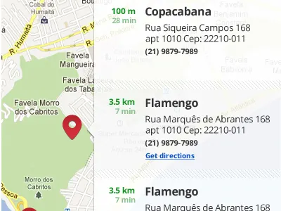 Map with locations list map ui