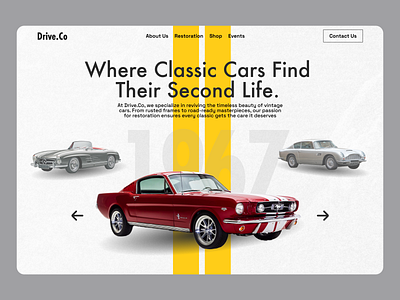 Automotive Classic Car Garage Landing Page 🚗 auto automotive car car header design classic car classic landing page design garage header design header landing page home page landing page landing page design retro retro design retro style user interface web design website website design