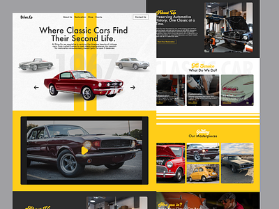 Drive Co Classic Car Garage Automotive Service Landing Page 🚗🚙 automotive automotive website design branding car landing page design classic classic car garage garage service homepage interface landing page landing page design muscler car retro landing page design retro style service user interface web design website website design