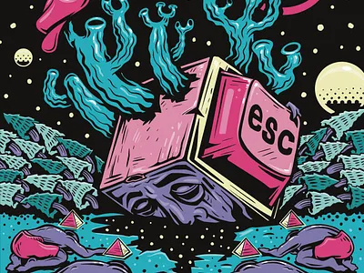 Escape Cube design drawing illustration print