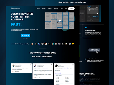 Twitter Audience Building Platform Design app design audience building audience dark dark blue design fast gain audience modern modern style platform design platworm sweet tweet twitteer functions twitter audience twitter platform twitter services ui ux ux ui